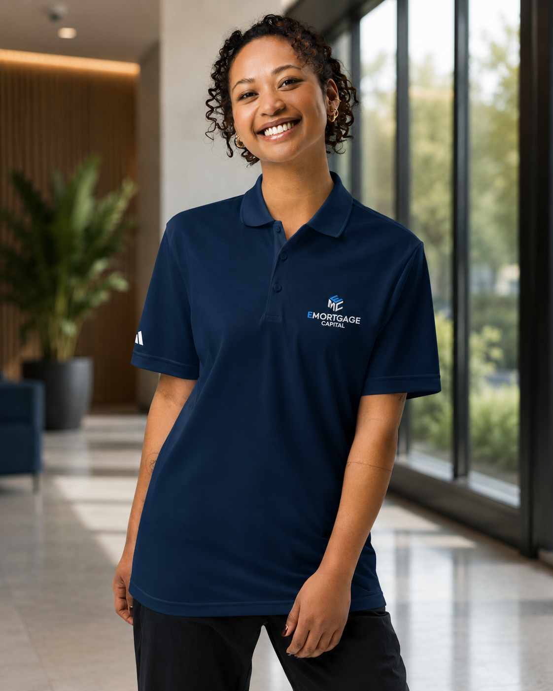 NAVY ADIDAS SPORT POLO